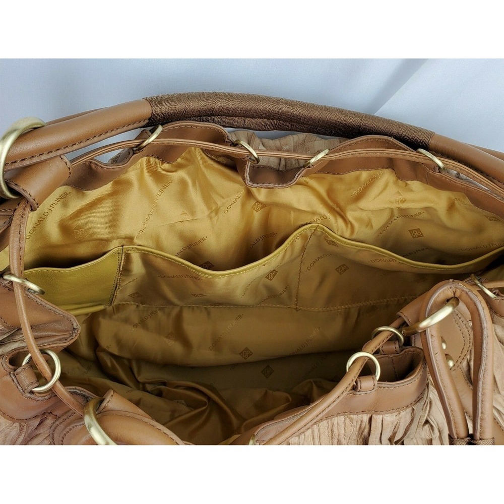 Donald‎ Pliner Large Texture Leather Hobo Bag Wave Pleat Satchel Shoulder Purse - Picture 10 of 12